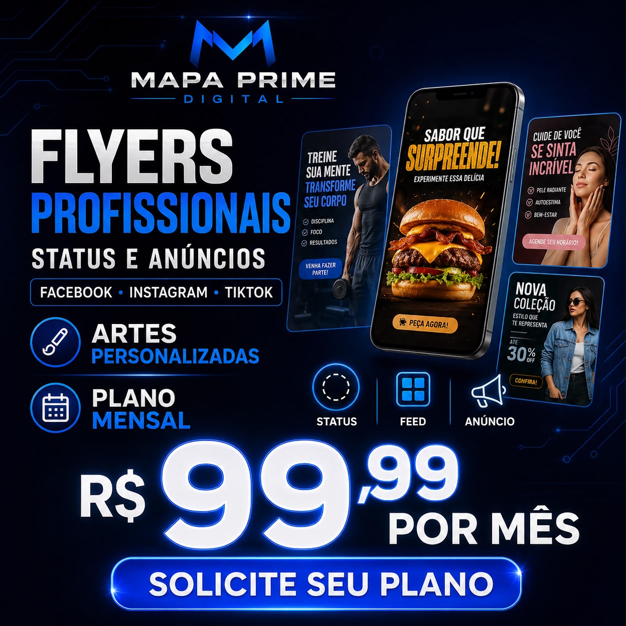 Plano Mensal de Flyers — Mapa Prime Digital